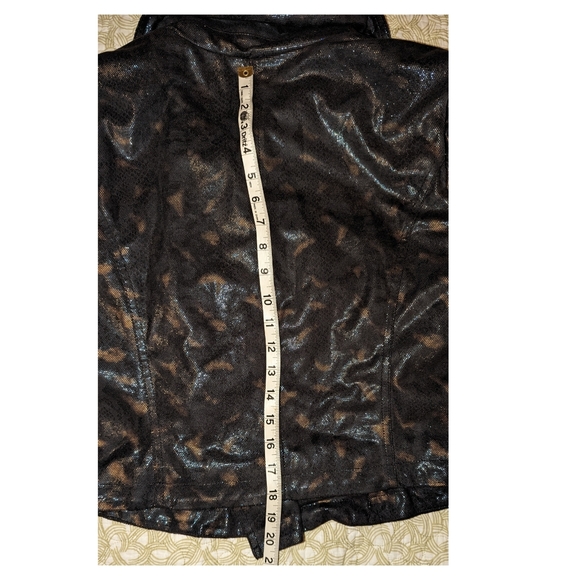 Rock & Republic Vegan Leather Cheetah Snakeskin Metallic Moto Jacket XL - Picture 8 of 9